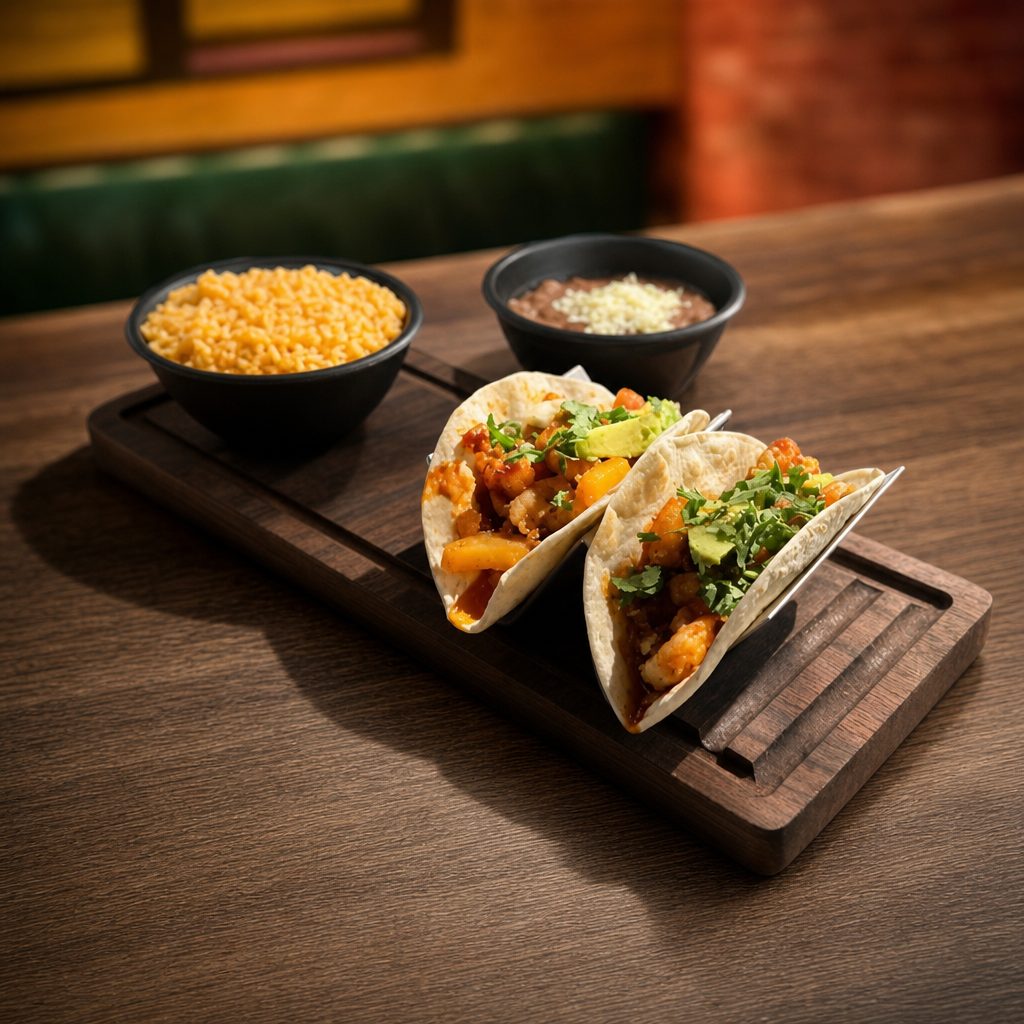 SHRIMP PINA TACOS.