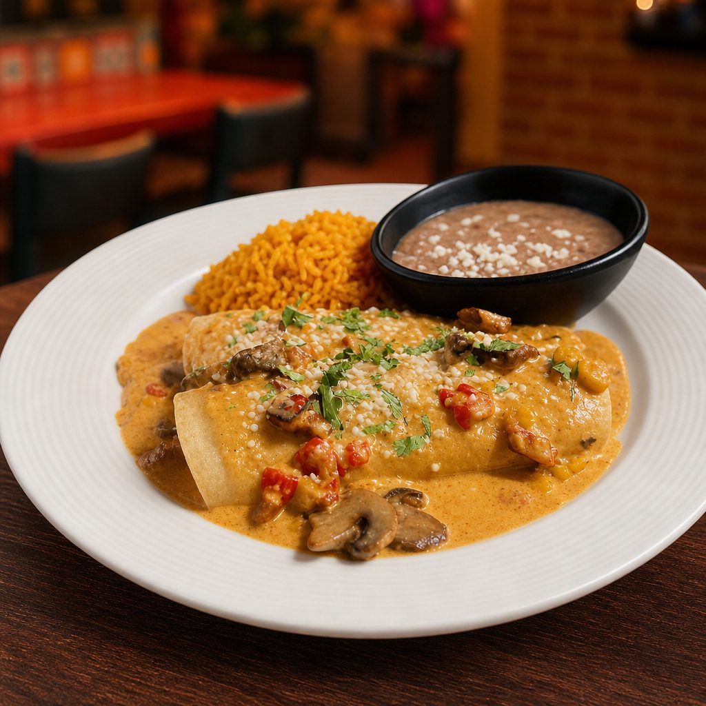 ENCHILADAS DEL MAR SHRIMP & SCALLOPS.