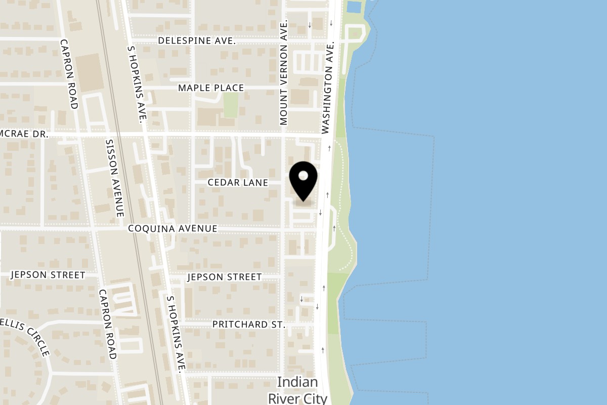 Map showing the location of El Leoncito on 4280 S Washington Ave in Titusville